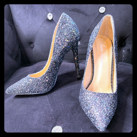 Black Multi Color Sequence Heels - Picture 1 of 4